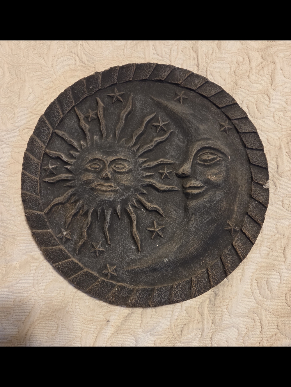 Sun and Moon Wall Plaque - Indoor/outdoor Dark Bronze And Grey Tones